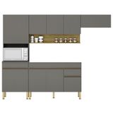 Armário De Cozinha 4 Peças Balcão Sem Tampo 120cm Lina04 K02 Gris/freijó - Mpozenato