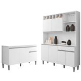 Cozinha Compacta Alice E Balcão Gabinete Sem Tampo Tatiane 120cm Branco - Ajl Móveis