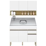 Armário De Cozinha E Balcão Com Pia 150cm Lina K02 Supremo/freijó - Mpozenato