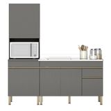 Paneleiro E Balcão Gabinete Com Pia 150cm Lina K02 Gris - Mpozenato
