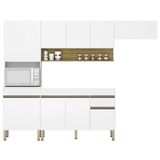 Armário De Cozinha 4 Peças Balcão Sem Tampo 150cm Lina14 K02 Supremo/freijó - Mpozenato