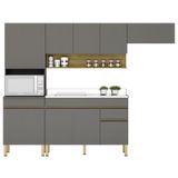 Armário De Cozinha 5 Peças Balcão Com Pia 120cm Lina10 K02 Gris/freijó - Mpozenato