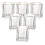 Jogo De Copos De Vidro Transparente Graffiato Fio De Ouro 320ml 6 Peças - Hauskraft