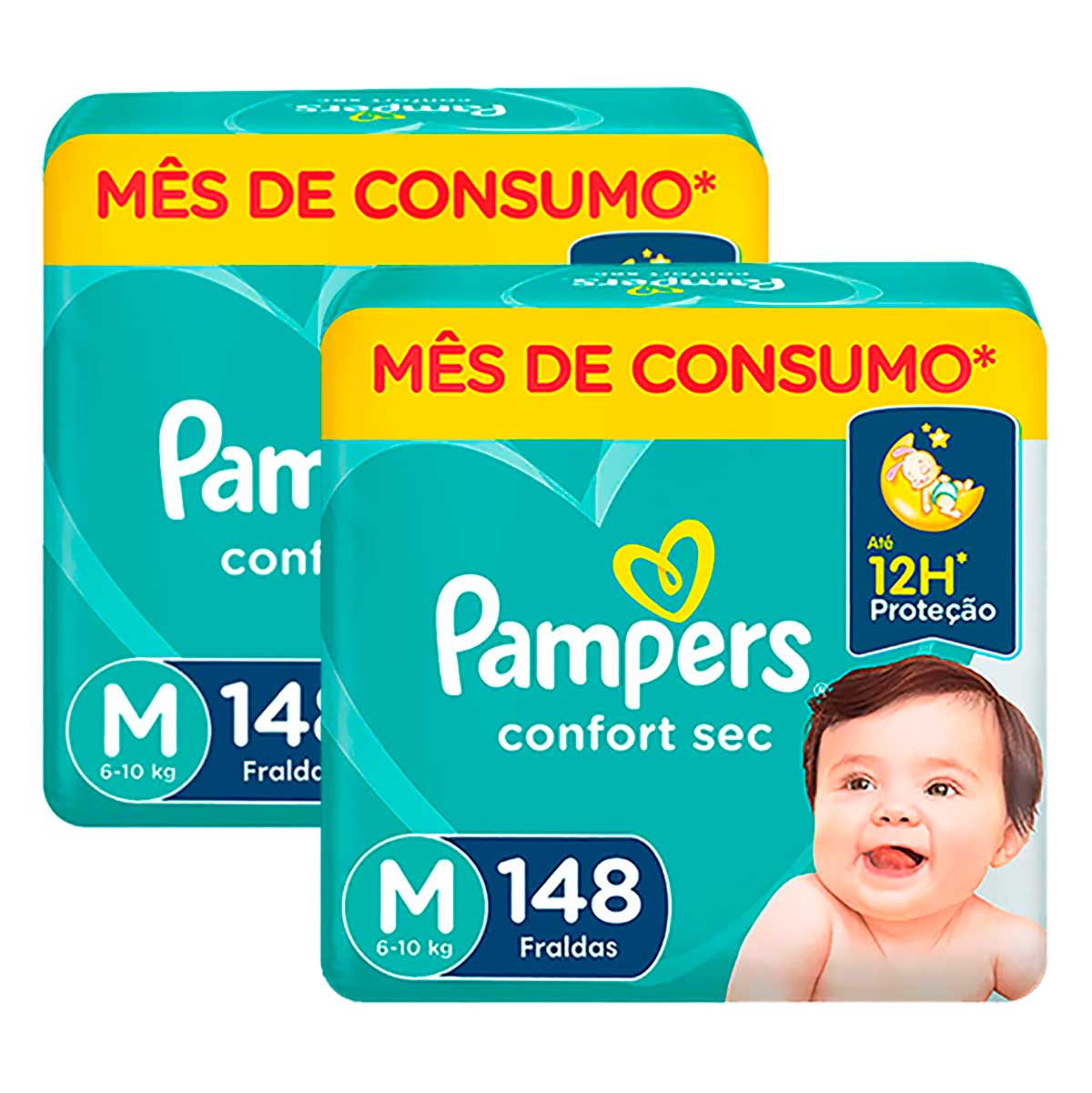 Fralda Descartável Infantil Pampers Confort Sec M 296 Unidades