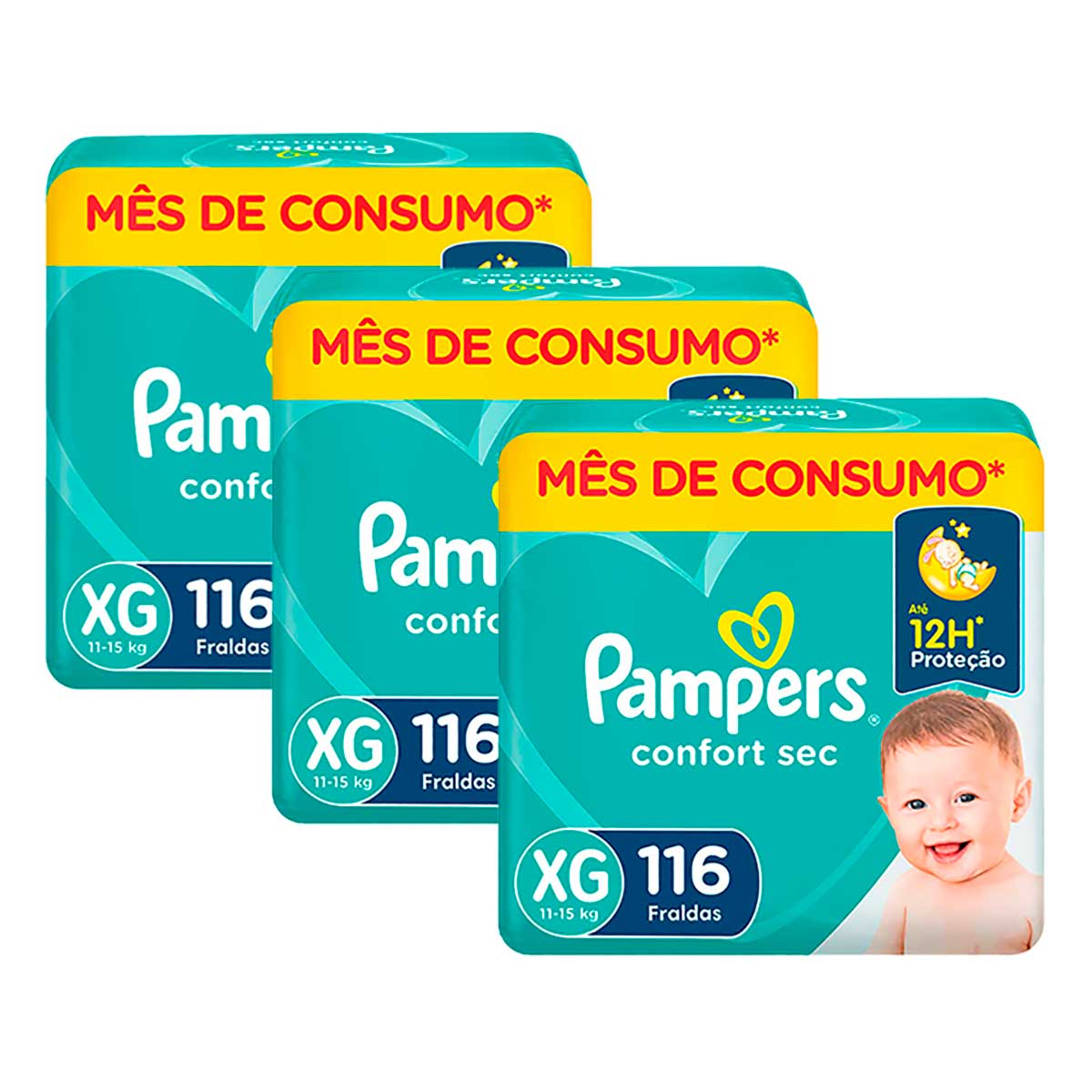 Fralda Descartável Infantil Pampers Confort Sec XG 348 Unidades