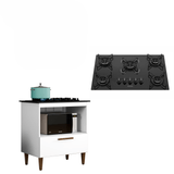 Kit Balcão Cooktop Itatiaia 1 Porta Branco Com Fogão Cooktop 5 Bocas