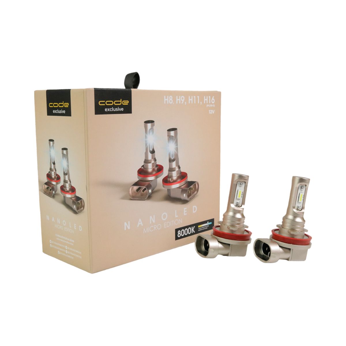 Lâmpada Automotiva Nanoled Me H8 H9 H11 H16 12v 8000k - Code