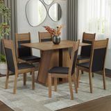 Conjunto Sala De Jantar Mesa Tampo De Madeira 6 Cadeiras Rustic/preto Beverly Madesa