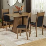 Conjunto Sala De Jantar Mesa Tampo De Madeira 4 Cadeiras Rustic/preto Angel Madesa