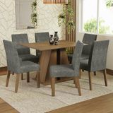 Conjunto Sala De Jantar Mesa Tampo De Madeira 6 Cadeiras Rustic/silver Cheryl Madesa