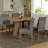 Conjunto Sala De Jantar Mesa Tampo De Madeira 4 Cadeiras Rustic/silver Agnes Madesa
