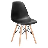 Cadeira Charles Eames Eiffel Dsw Com Pés De Madeira Clara Preto