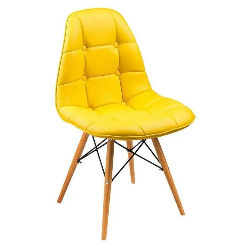 Cadeira Charles Eames Botonê Eiffel Wood Estofada Couro