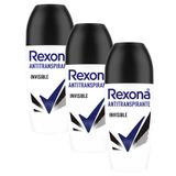 Kit 3 Desodorante Antitranspirante Rexona Invisible Roll-on Com 50ml