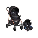 Carrinho de Bebê Travel System Burigotto 4 Rodas 4 Posições Suporta Crianças de Até 15Kg Ecco Preto/Cobre