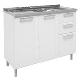 Balcão Gabinete Pia Inox Múltipla Aço 105cm 6015 Branco - Bertolini