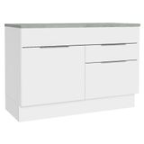 Balcão Gabinete De Pia 120 Cm 1 Portas E 2 Gavetas (com Tampo) Branco Stella Madesa