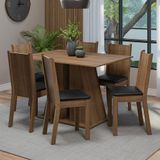Conjunto Sala De Jantar Mesa Tampo De Madeira 6 Cadeiras Rustic/preto Sharon Madesa