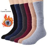 Meia Térmica Soft Felpuda Cano Alto Inverno: Kit 6 Pares Sortidos Adulto Masculino