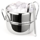 Balde De Gelo Inox Com Alças Acompanha Pegador Pinça 1,5 Litros Bar Festa Drinks Bebidas Geladas