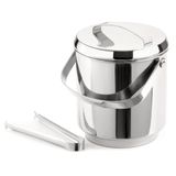 Balde De Gelo Inox Com Pegador Pinça 2,3 Litros Baldinho Container Interno Removível Para Guardar