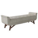Puff Recamier Calçadeira 160cm Base Madeira Neville P02 Bouclé Cru - Mpozenato