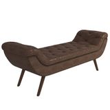 Puff Recamier Calçadeira 195cm Pés Palito Madeira Venêto P02 Sintético Marrom - Mpozenato