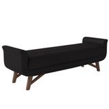 Puff Recamier Calçadeira 140cm Base Madeira Neville P02 Sintético Preto - Mpozenato
