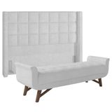 Cabeceira Cama Box Casal 140cm Pisa E Recamier Neville P02 Bouclé Branco - Mpozenato