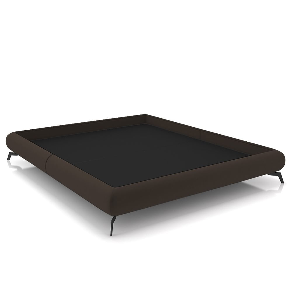 Cama King Base Box 193x203cm Pés De Ferro Cold P02 Veludo Marrom - Mpozenato