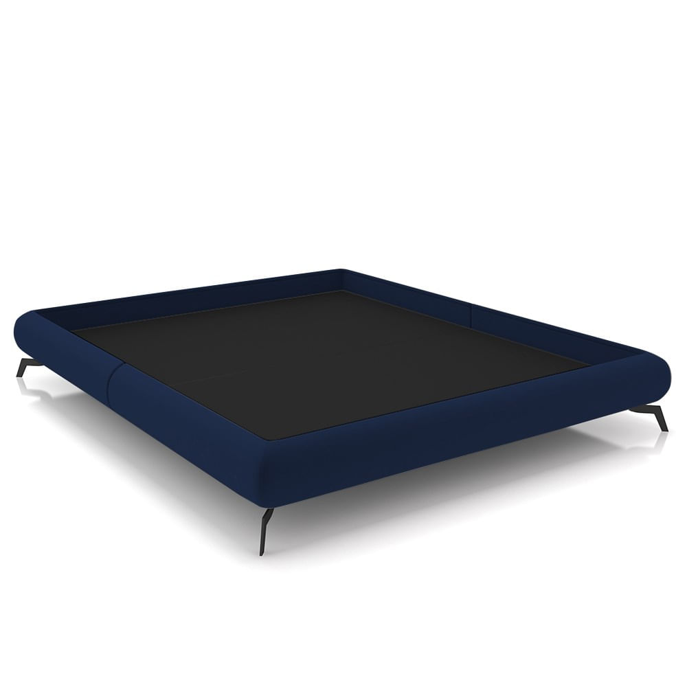 Cama King Base Box 193x203cm Pés De Ferro Cold P02 Veludo Azul - Mpozenato