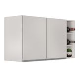 Armário De Cozinha Aéreo Califórnia 80cm E Nicho Garrafeiro 20cm Riad Branco - Lumil