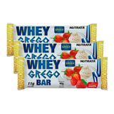 Kit 3 Barra De Proteína Wey Grego Bar Nutrata Sabor Morango Com Chantilly 40g