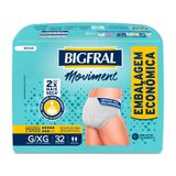 Roupa Íntima Bigfral Moviment Descartável Unissex Tamanho G/xg 32 Unidades Embalagem Econômica