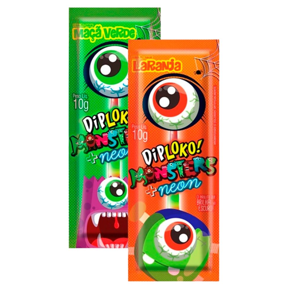 Kit 2 Pirulito Dip Loko Neon Monsters Sabores Sortidos 10g - Carrefour