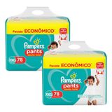 Kit 2 Fralda Pampers Pants Ajuste Total Tamanho Xxg Com 78 Fraldas Descartáveis