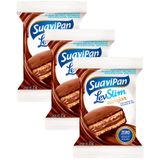 Kit 3 Alfajor Suavipan Levslin Com Recheio De Chocolate Ao Leite Zero Açúcar 25g