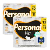 Kit 2 Papel Higiênico Personal Vip Neutro Folha Dupla Leve 12 Pague 11 Unidades