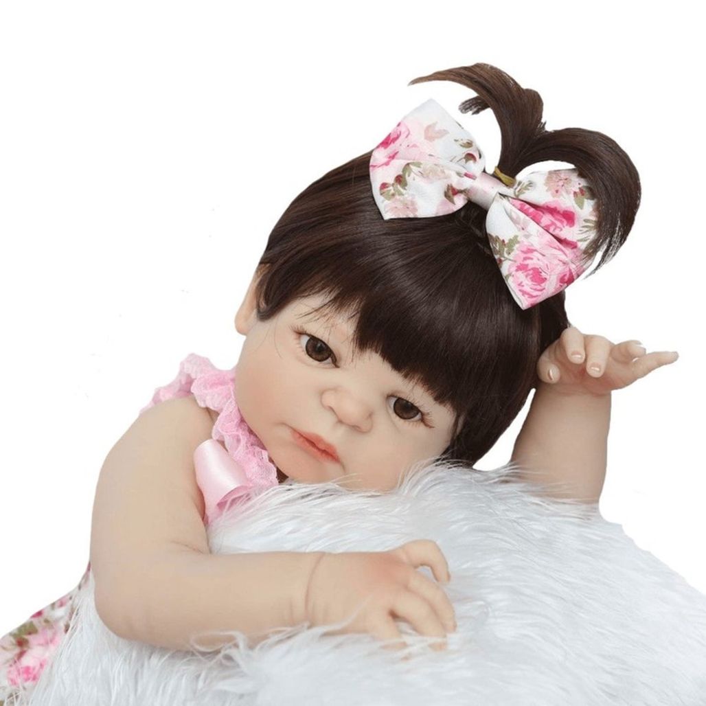 Boneca Bebê Reborn Menina Realista Linda Toda Silicone 55 Cm