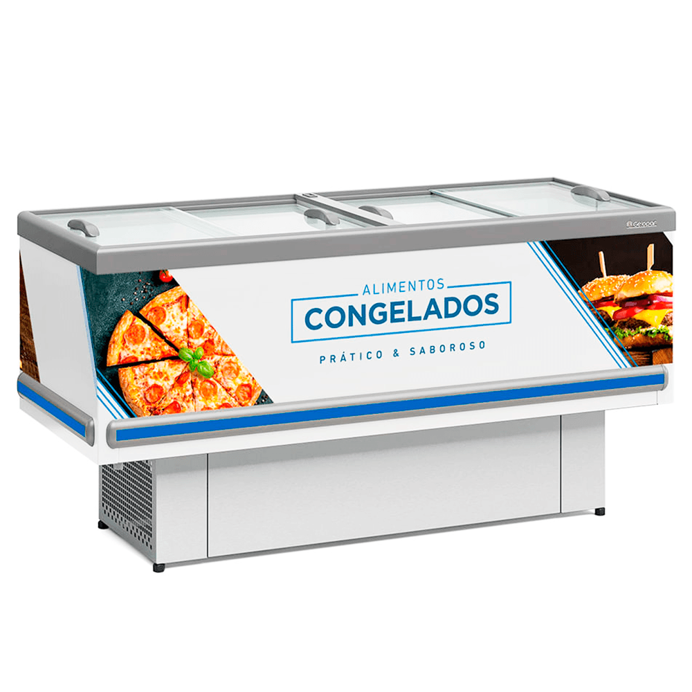 Ilha Expositora P/ Congelados E Resfriados Gesv-190rbr Standard Branca Vidro Reto Deslizante Gelopar 220v Gelopar