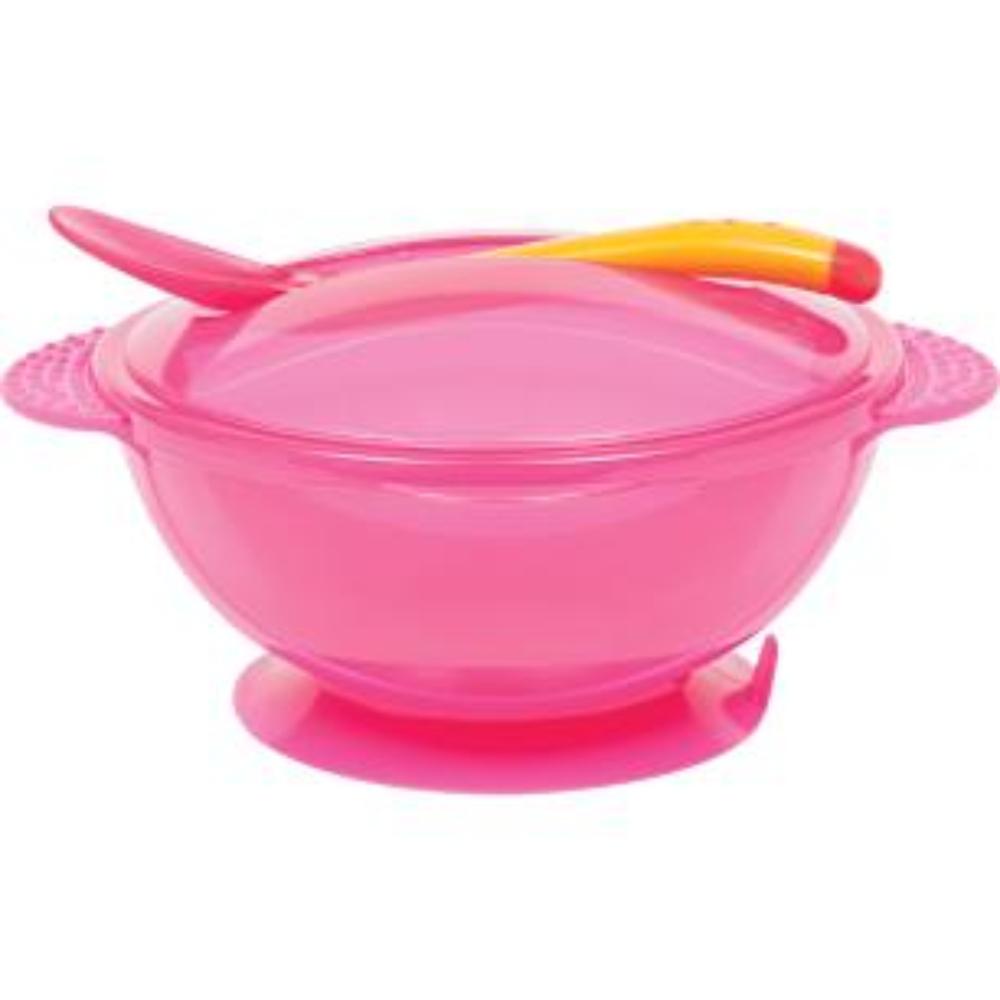 Kit Prato Bowl C Tampa E Colher Buba Baby - Rosa