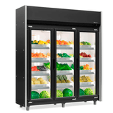 Refrigerador Vertical Auto Serviço Hortifruti Geas-3 Pr - 1200 Litros Preto Com Led Frost Free 3 Portas - Gelopar 220v Gelopar