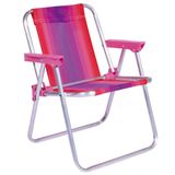 Cadeira de Praia Alta Infantil Cores Dobrável Alumínio Mor Cor: Rosa