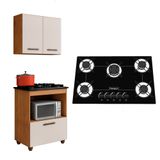 Kit Cozinha Balcão Armário Salvia E Cooktop 5 Bocas Chamalux