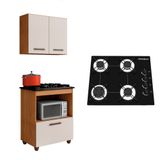Kit Cozinha Balcão Armário Salvia E Cooktop 4 Bocas Chamalux