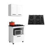 Kit Cozinha Balcão Armário Salvia E Cooktop 4 Bocas Itatiaia
