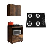 Kit Cozinha Balcão Armário Salvia E Cooktop 4 Bocas Chamalux