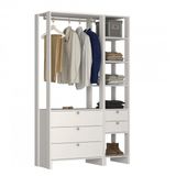 Guarda Roupa Closet 2 Peças 1 Cabideiro 5 Gavetas e 5 Nichos Yes Nova Mobile Branco