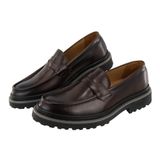 Mocassim Masculino Loafer Premium Couro Solado Emborrachado Tratorado Detalhe Costura Manual