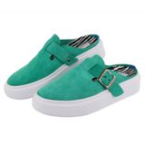 Tenis Feminino Slip On Calce Facil Camurça Ajuste Fivela Palmilha Em Gel Solado Emborrachado